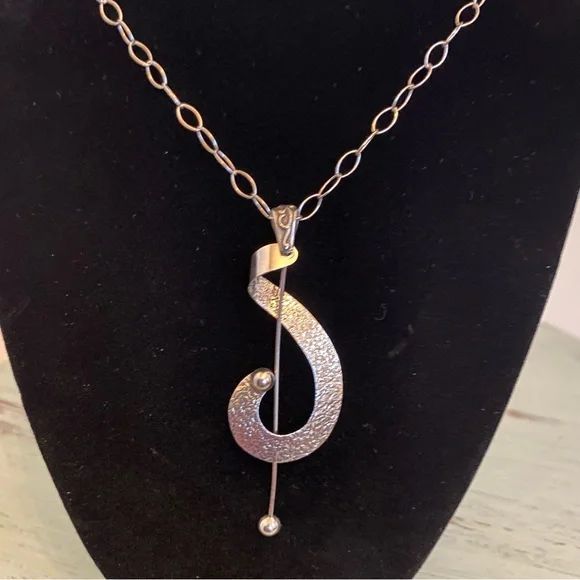 Vintage Modernist .925 Sterling Necklace - Picture 11 of 13